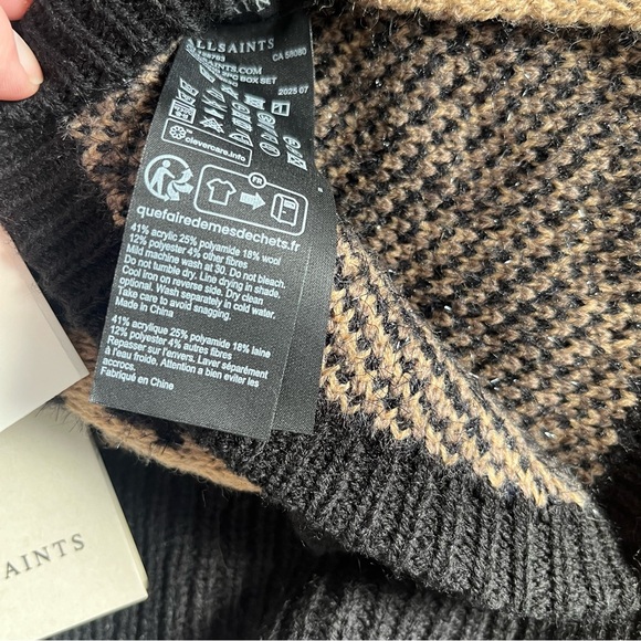 All Saints Leopard Tan and black Hat and Scarf Set - Picture 6 of 6